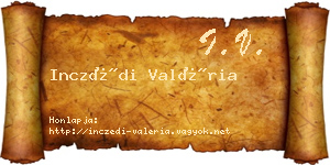 Inczédi Valéria névjegykártya